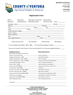 Ventura County Weights & Measures Registration Form