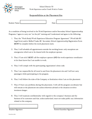 Work Experience Agreement