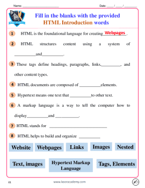 HTML Introduction Worksheet