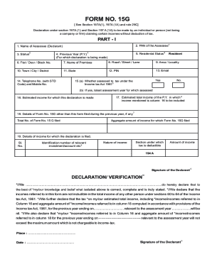 Form 15G Declaration