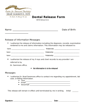 Dental HIPAA Release Form