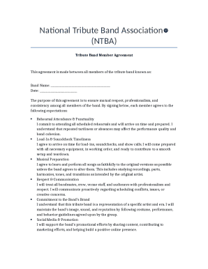 Tribute Band Member Agreement