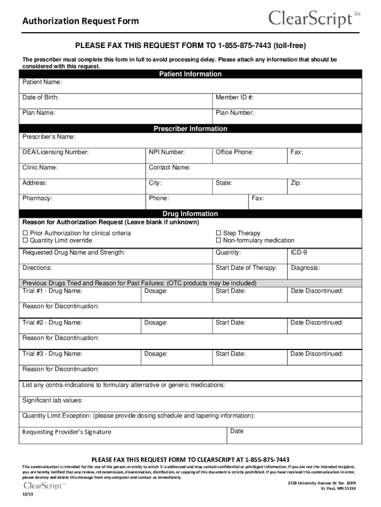 Authorization Request Form - Blank Fillable Template | Fill Out, Print ...