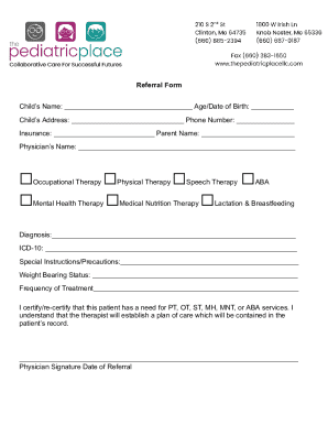 Referral Form for Therapy Services