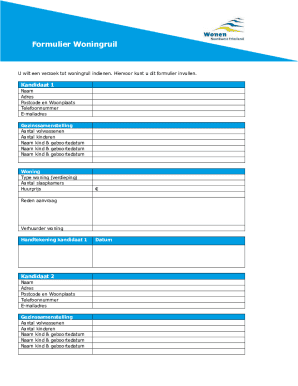 Woningruil Verzoek Formulier