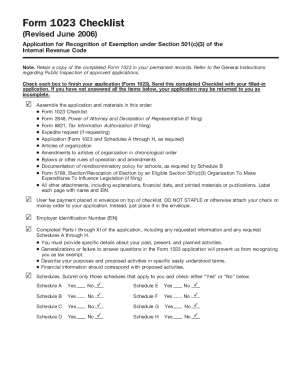 IRS Form 1023 Application Checklist