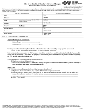 Blue Cross Blue Shield Medication Authorization Request Form