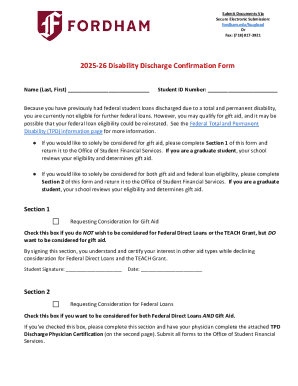 2025-26 Disability Discharge Confirmation Form