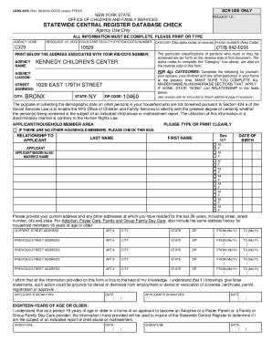 New York Statewide Central Register Database Check Form