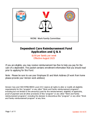 Dependent Care Reimbursement Fund Application
