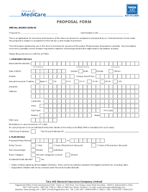 Tata AIG Health Insurance Proposal Form