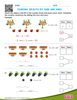 Counting Objects by Tens and Ones Worksheet