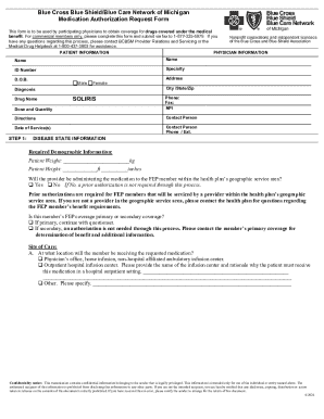 Blue Cross Blue Shield Medication Authorization Request Form