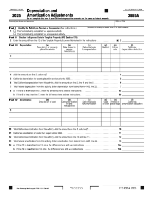California Form 3885A Depreciation and Amortization Adjustments