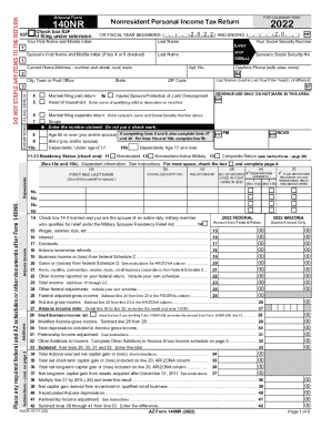 Arizona Form 140NR Nonresident Personal Income Tax Return 2022