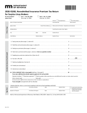 Minnesota Nonadmitted Insurance Premium Tax Return