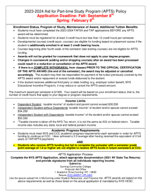 Aid for Part-Time Study (APTS) Application