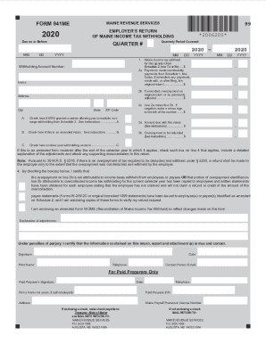 Maine Form 941ME 2020 Employer’s Return