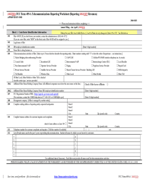 FCC Form 499-A Telecommunications Reporting Worksheet