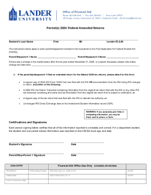 Parent 2024 Federal Amended Returns Form