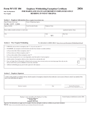 West Virginia Employee Withholding Exemption Certificate