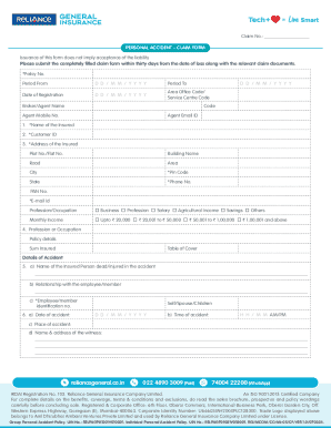 Personal Accident Claim Form