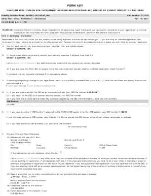 Form ADV Investment Adviser Registration