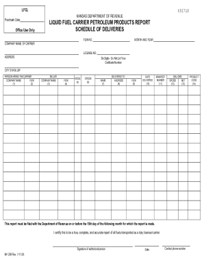 Kansas Liquid Fuel Carrier Petroleum Products Report
