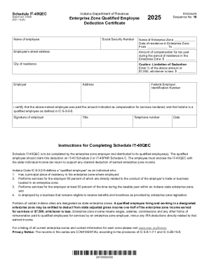 State Form 21928 - Schedule It-40qec - Enterprise Zone .. ...