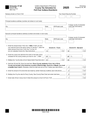 Indiana County Income Tax Schedule CT-40