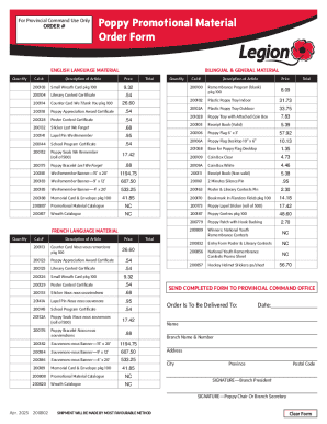 2025 Poppy Campaign Order Form