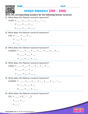 Roman Numerals Worksheet
