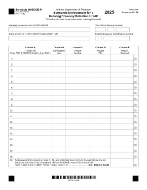 Indiana EDGE-R Credit Schedule