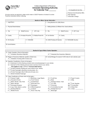 Indiana Intrastate Operating Authority Form