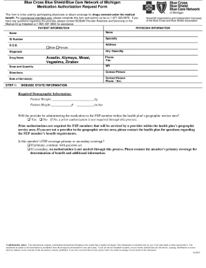 Blue Cross Blue Shield Medication Authorization Request Form