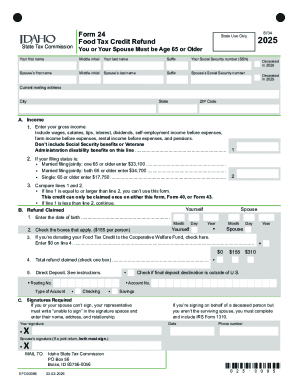 Idaho Food Tax Credit Refund Form 24