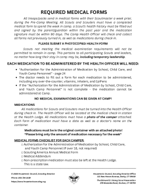 Scouting America Annual Medical Form