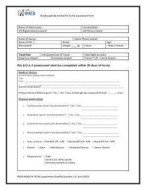 Brachycephalic Animal Fit-To-Fly Assessment Form