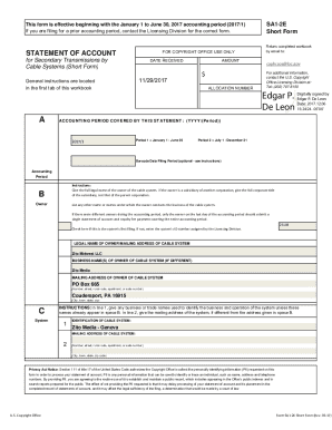 US Copyright Office Form SA1-2E