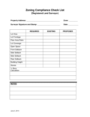 Zoning Compliance Checklist