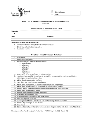 Home Care Attendant Assignment Task Plan