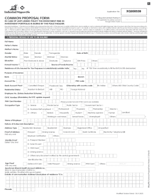 Common Proposal Form for Regular/Limited Premium