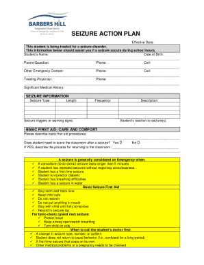 Seizure Action Plan