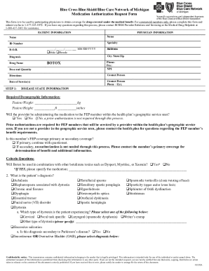 Blue Cross Blue Shield Medication Authorization Request Form