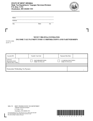 West Virginia Estimated Income Tax Payment for S Corporations and Partnerships