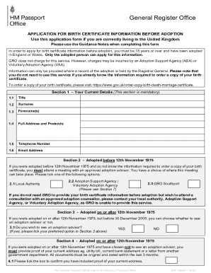 UK Birth Certificate Information Application