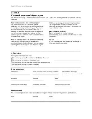 Model K 6 Voter ID Request