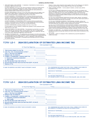 Lima Ohio Estimated Income Tax Declaration