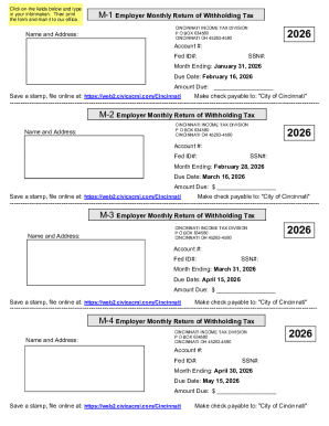 Cincinnati Employer Monthly Withholding Tax Return