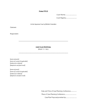 British Columbia Case Plan Proposal Form F19.3
